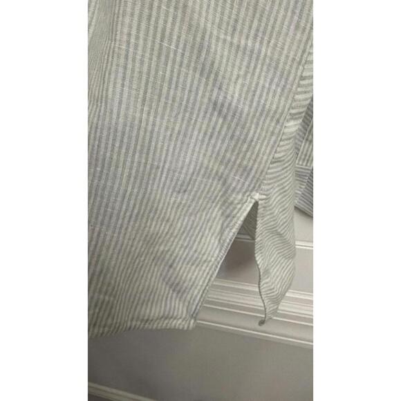 Lafayette 148 New York 100% Linen striped button up blouse size Large - Picture 7 of 9